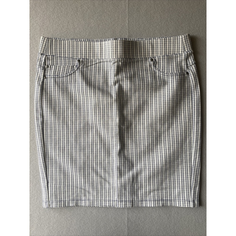 Liverpool Jeans Company Women's Skirt 14/32 Blue Plaid Stretch Pencil #2176